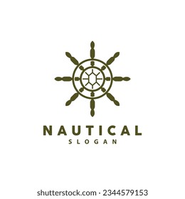 Ship Rudder Logo, Elegant Nautical Maritime Vector Simple Minimalist Design Ocean Sailing Ship