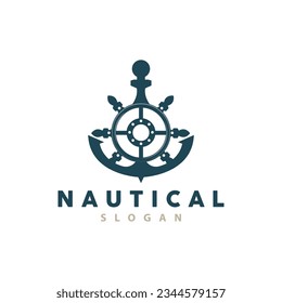 Ship Rudder Logo, Elegant Nautical Maritime Vector Simple Minimalist Design Ocean Sailing Ship