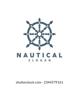 Ship Rudder Logo, Elegant Nautical Maritime Vector Simple Minimalist Design Ocean Sailing Ship