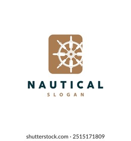 Logotipo do leme do navio, vetor marítimo náutico elegante simples minimalista design Ocean Vela navio