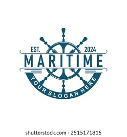 Logotipo do leme do navio, vetor marítimo náutico elegante simples minimalista design Ocean Vela navio