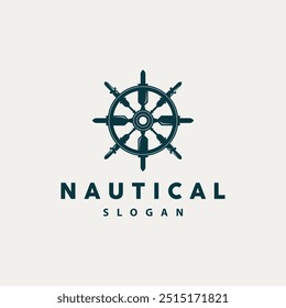 Logotipo do leme do navio, vetor marítimo náutico elegante simples minimalista design Ocean Vela navio