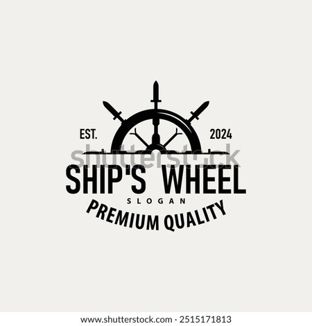 Ship Rudder Logo, Elegant Nautical Maritime Vector Simple Minimalist Design Ocean Sailing Ship