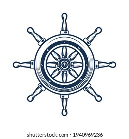 ship rudder on white background