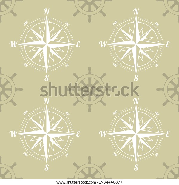 Ship rudders with wind rose or sea compass.\
Seamless background. Marine\
theme.
