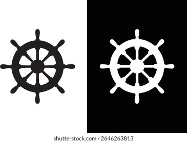 Ship s Wheel Icon Set Nautical Navigation in Silhouette Style