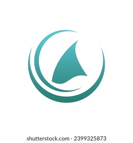 ship sail boat abstract vector logo