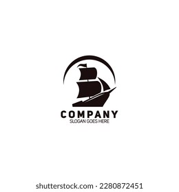 Ship sail logo design silhouette