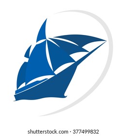 ship and sail logo vector.