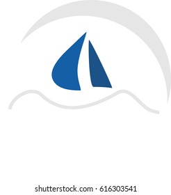 Ship and sail logo vector.