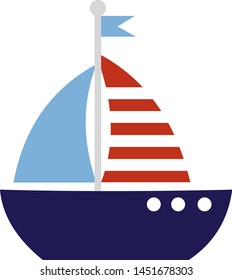 ship sailboat baby boy vector illustration baby shower template