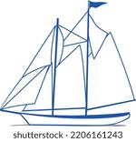 Ship Sailboat Clipart - Vector Illustration