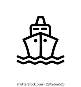 Ship, sailboat. Front view. Transport doodle icon. Vector illustration.