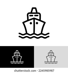 Ship, sailboat. Front view. Transport doodle icon. Vector illustration.