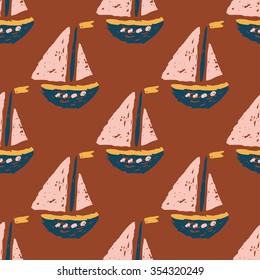 Ship sailboat hand draw pattern
