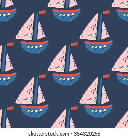 Ship sailboat hand draw pattern