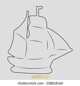 ship, sailboat, icon, vector illustration EPS 10