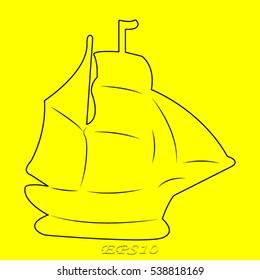ship, sailboat, icon, vector illustration EPS 10