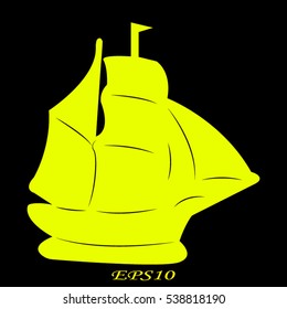 ship, sailboat, icon, vector illustration EPS 10
