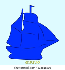 ship, sailboat, icon, vector illustration EPS 10