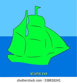 ship, sailboat, icon, vector illustration EPS 10
