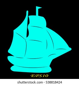 ship, sailboat, icon, vector illustration EPS 10