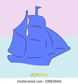 ship, sailboat, icon, vector illustration EPS 10