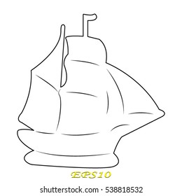 ship, sailboat, icon, vector illustration EPS 10