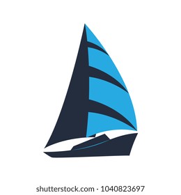 Ship. Sailboat. Logo for a tourist company, for water competitions, for tourism.