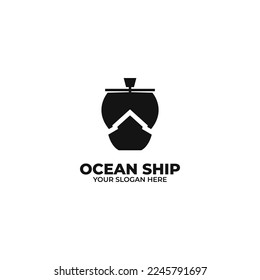 Ship or sailboat for marine company brand logo design vector template illustration