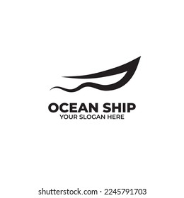 Ship or sailboat for marine company brand logo design vector template illustration
