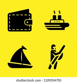 ship, sailboat, wallet and warrior vector icon set. Sample icons set for web and graphic design