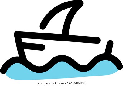 Ship sailing, illustration, vector on a white background