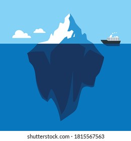 Ship Sailing Into Iceberg Vector Illustration