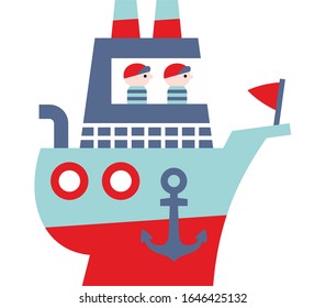 The ship is sailing. On board sailors