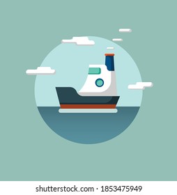 A ship sailing on the sea.