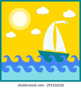 ship sailing on the waves of the summer