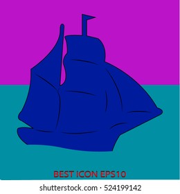 ship sailing, vector icon, eps10