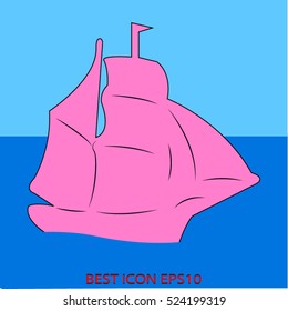 ship sailing, vector icon, eps10