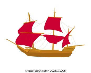 Watercolor Illustration Ship Cute Hand Drawn Stock Illustration 1443949139