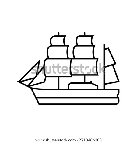 ship with sails geographical discoveries line icon vector. ship with sails geographical discoveries sign. isolated contour symbol black illustration
