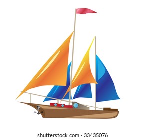 ship with sails illustration isolated on white background