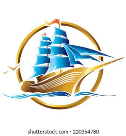 Ship with sails. Vector