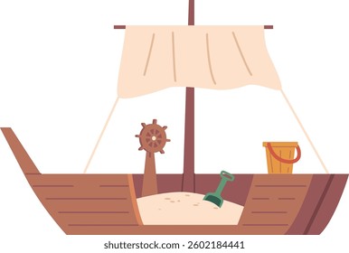 Ship sandbox playground equipment vector illustration