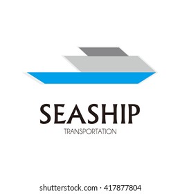 Ship of sea abstract vector and logo design or template transportation business icon of company identity symbol concept