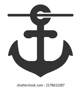 Ship sea anchor on a cable - vector sign, web icon, illustration on white background, glyph style