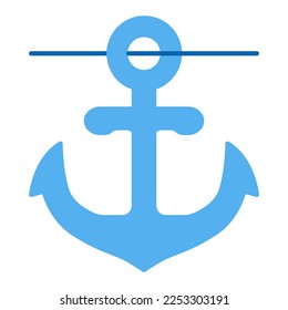 Ship sea anchor on a cable - icon, illustration on white background, flat color style