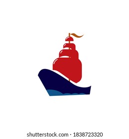 Ship sea icon vector design color illustration