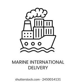 Ship sea international delivery, , vector line icon with editable stroke
