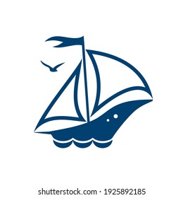 Ship sea logo symbol blue